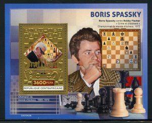 CENTRAL AFRICA  2021 BORIS SPASSKY CHESS MASTER GOLD FOIL S/SHEET  MINT NH