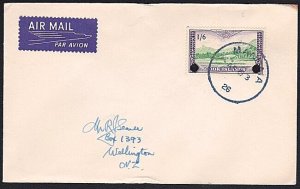 COOK IS 1963 cover to New Zealand - MANGAIA skeleton cds in blue...........B1819