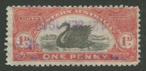 WESTERN AUSTRALIA 1d USED DUTY STAMP