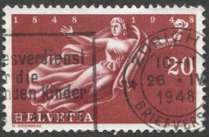 SWITZERLAND 1948  20c Used Sc 314  VF, Helvetia