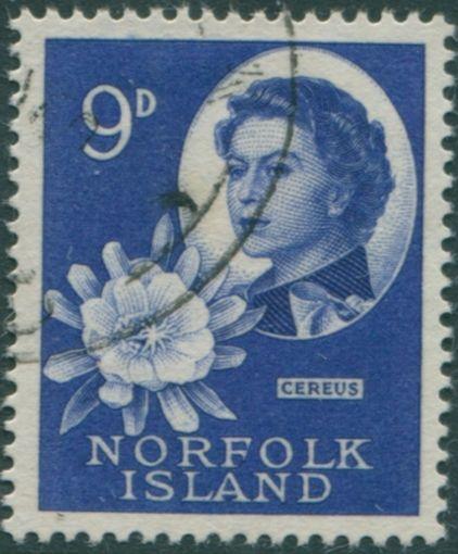 Norfolk Island 1960 SG29 9d QEII and Cereus flower FU