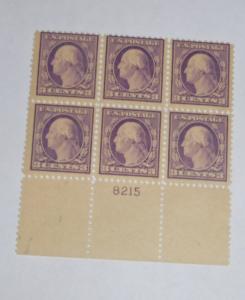 #501 3 cent Washington plate block