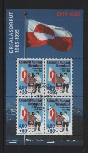 Greenland #B20a  cancelled 1995  sheet Greenland flag society