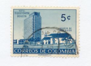 Colombia 1955 - Scott 638 used - Hotel Tequendama & Church