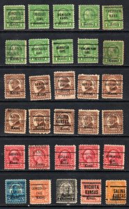 Kans ovpt PRECANCELS 30 stamps total all different ⭐⭐⭐⭐⭐