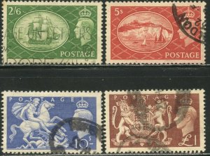 GREAT BRITAIN Sc#286-289 1951 KGVI High Values Complete Set Sound Used