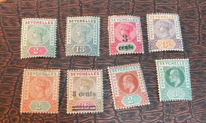 KAPPYSTAMPS SEYCHELLES VICTORIA & EDWARD VII 8 DIFFERENT MINT STAMPS GS1709