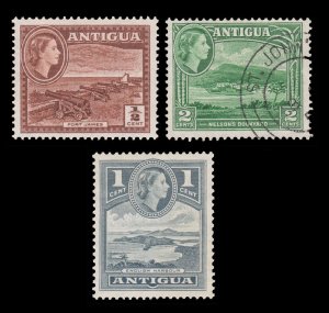 ANTIGUA ISLAND STAMP 1953 - 56. SCOTT # 107 - 109.  M/U/H. # 3