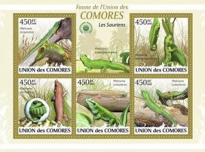 COMOROS - 2009 - Lizards - Perf 5v Sheet - Mint Never Hinged