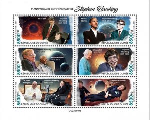 GUINEA - 2023 - Stephen Hawking- Perf 6v Sheet - Mint Never Hinged