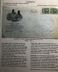 1914 Hamilton Canada Advertising Harry Tapp Pigeon  Breeder Cover To Simcoe