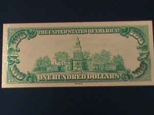 ​UNITED STATES-1928 CAT.#403- 24 KARAT GOLD REPLICA $100  VF WITH CERTIFICATE