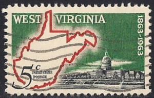1232 5 cent West Virginia Statehood VF used