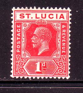 St Lucia Sc 65 1912 1 d scarlet George V stamp mint