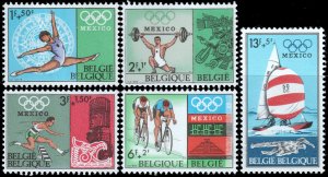 Belgium #B824-828  MNH - Mexico Olympics Cycling Sailing (1968)