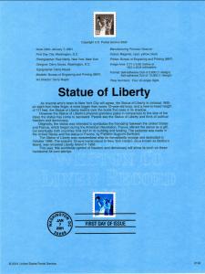 US SP1382 Statue of Liberty Coil 3466 Souvenir Page FDC