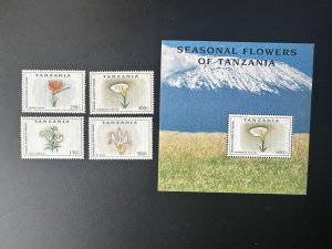 Tanzania 1999 Mi. Bl. 3920-3923 Flowers Season Kilimanjaro Botanical Sheet