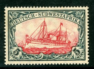 Germany 1906 Southwest Africa 5 Mark Slate & Carm Yacht Wmk Scott # 34 Mint X4