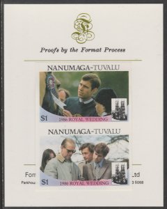 TUVALU 1986 WEDDING - ANDREW & FERGIE  imperf on FORMAT INTERNATIONAL PROOF CARD