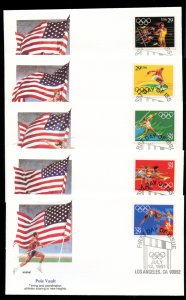 US 2553-2557 Summer Olympics Barcelona 1992 set 5 Fleetwood cachet FDC UA