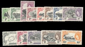 St. Helena #140-152 Cat$92.55, 1953 QEII, complete set, lightly hinged