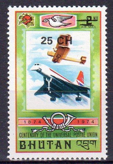 Bhutan 1978 CONCORDE/UPU overprinted with new value Single #C10 MNH