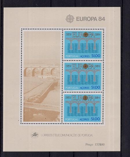 Portugal Azores  #344a  MNH 1984  Europa  sheet  bridge