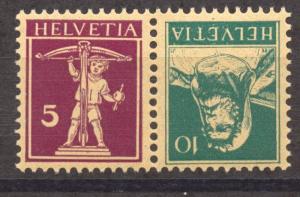 1927 Tell  5 C. + 10 C. Tete-Beche, MNH, Zumstein K 22