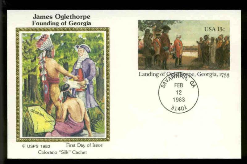 U.S. FDC #UX98 Colorano Silk Cachet Savannah, GA James Oglethorpe