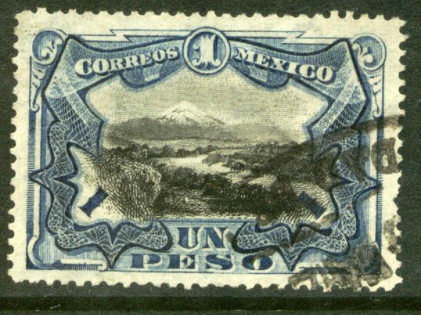 MEXICO 302 $1Peso POPOCATEPETL VOLCANO. USED. (195)