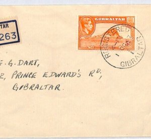 GIBRALTAR KGVI Cover Registered Local 5d Orange 1947 {samwells-covers}PJ154