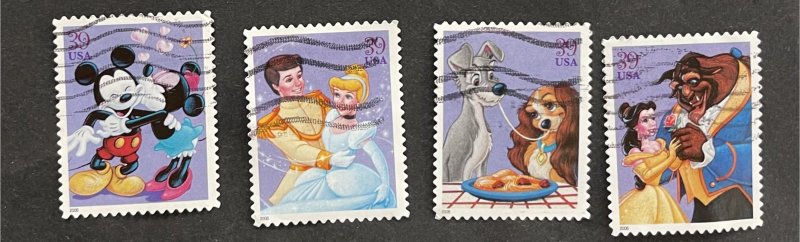 US 2006 The Art of Disney Romance 4025-28 Four design singles USED