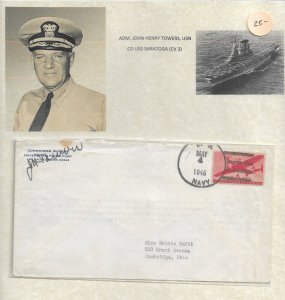 1946 Adm John Towers, USN C.O. USS Saratoga to Cambridge, OH (54425)