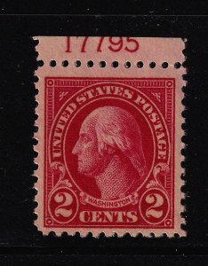 1923 Washington 2c carmine Sc 554 VF MNH top plate number single CV $15 (T35