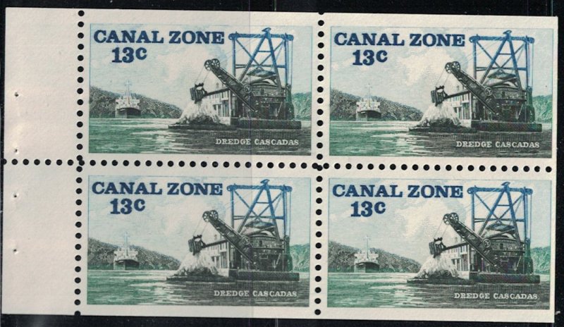 Canal Zone   Sc # 163a 13c Dredge   Booklet Pane of four  MNH SCV $ 3.00