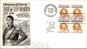 FDC 1959 SC #1126 Fleetwood Cachet - Washington DC - Block Of 4 - J4342