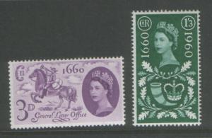 Great Britain 1960 G.L.O. (2) Scott #375-6