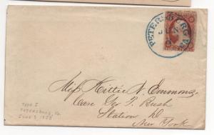 VA US Cover Scott #25 Petersburg June 3, 1858 Blue CDS with Letter