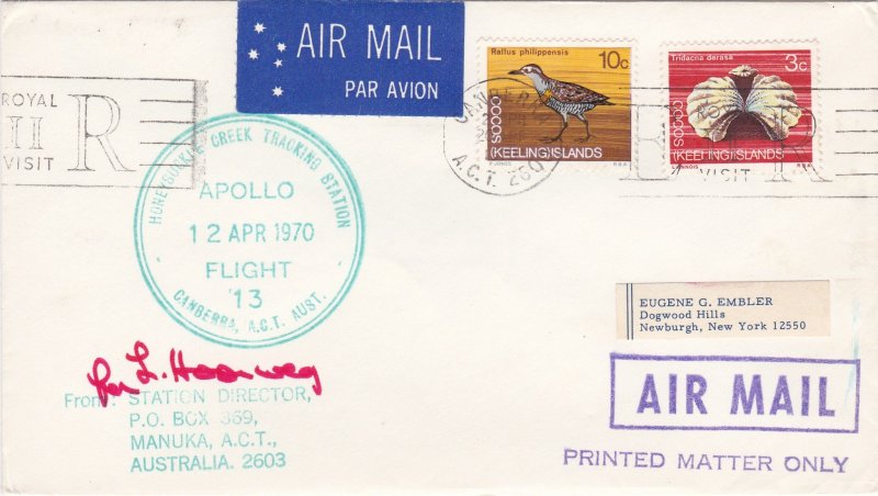 Cocos Islands Apollo Flight - Tracking Station Cover, signed by Station Director