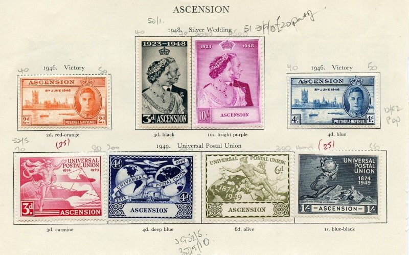  ASCENSION ISLAND, TRISTAN da CUNHA & ST. HELEN GEE VI LOT OF STAMPS MINT HINGED 