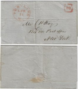 1846 Stampless Portland, Maine to New York -  H1072