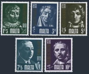 Malta 475-479,MNH.Mi 481-485. Prominent Maltese,1974.Composer,Botanist,Sculptor,