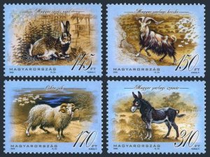 Hungary 4067-4070.4071,MNH. Indigenous animals,2008 Rabbit,Domestic goat,Buffalo