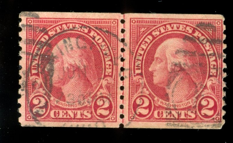 US Scott 599 Line Pair Used NH VF 