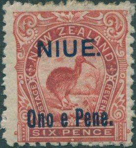 Niue 1903 SG14 Ono e Pene. on 6d rose-red Kiwi MH