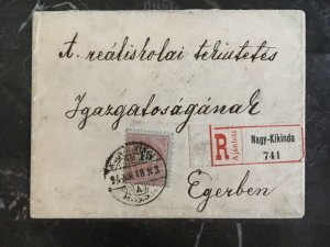 1918 Nagy-kikinda To Egerben Hungary Internal Register Cover