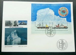 Germany Antarctic Research 2001 Ship Sailboat Explore Ice Mountain (ms FDC) rare 