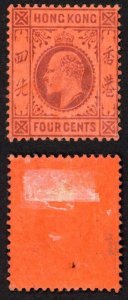 Hong Kong SG78 4c (ord) wmk Mult Crown CA M/M Cat 45 pounds