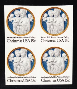 US 1768a 15c Christmas Imperforated EFO Mint Block of 4 XF OG NH SCV $140