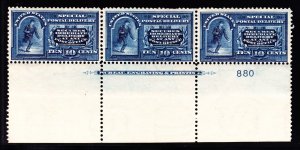 US E5 10c Special Delivery Mint Plate Strip of 3 #880 F-VF OG NH SCV $1600